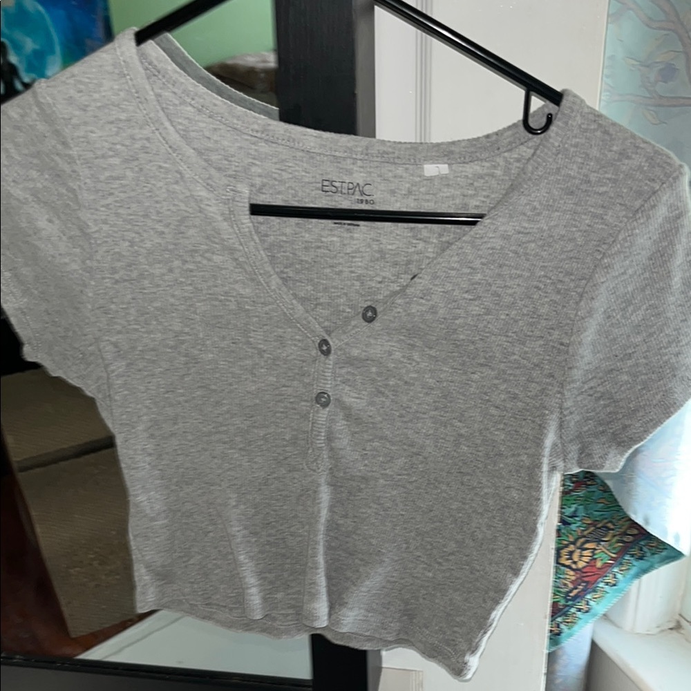 pacsun Women's Gray V-Neck Top